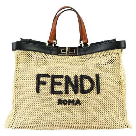 fendi straw bag|fendi large peekaboo tote.